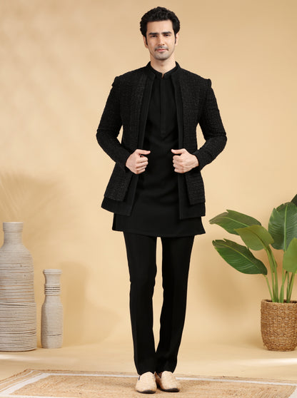 Black Embroidered Jodhpuri Suit | TULA