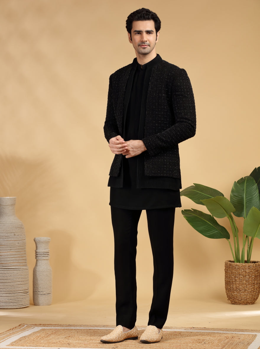 Black Embroidered Jodhpuri Suit | TULA