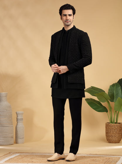 Black Embroidered Jodhpuri Suit | TULA