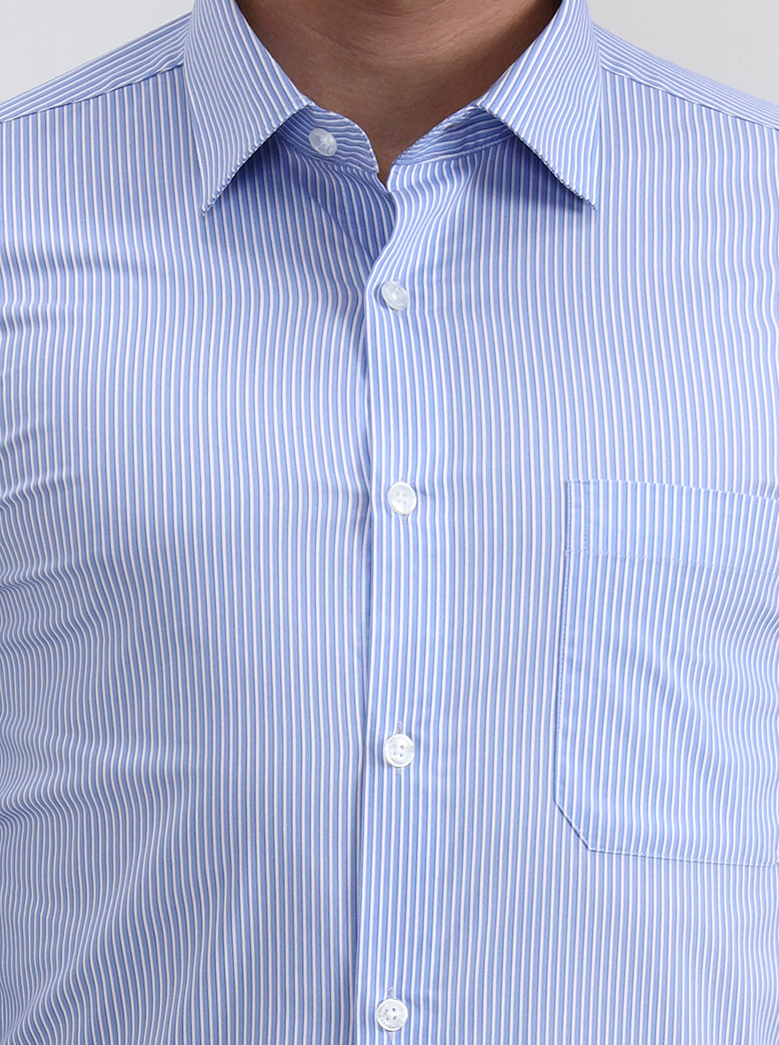 Blue & White Striped Slim Fit Formal Shirt | JadeBlue Youth