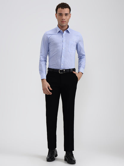 Blue & White Striped Slim Fit Formal Shirt | JadeBlue Youth