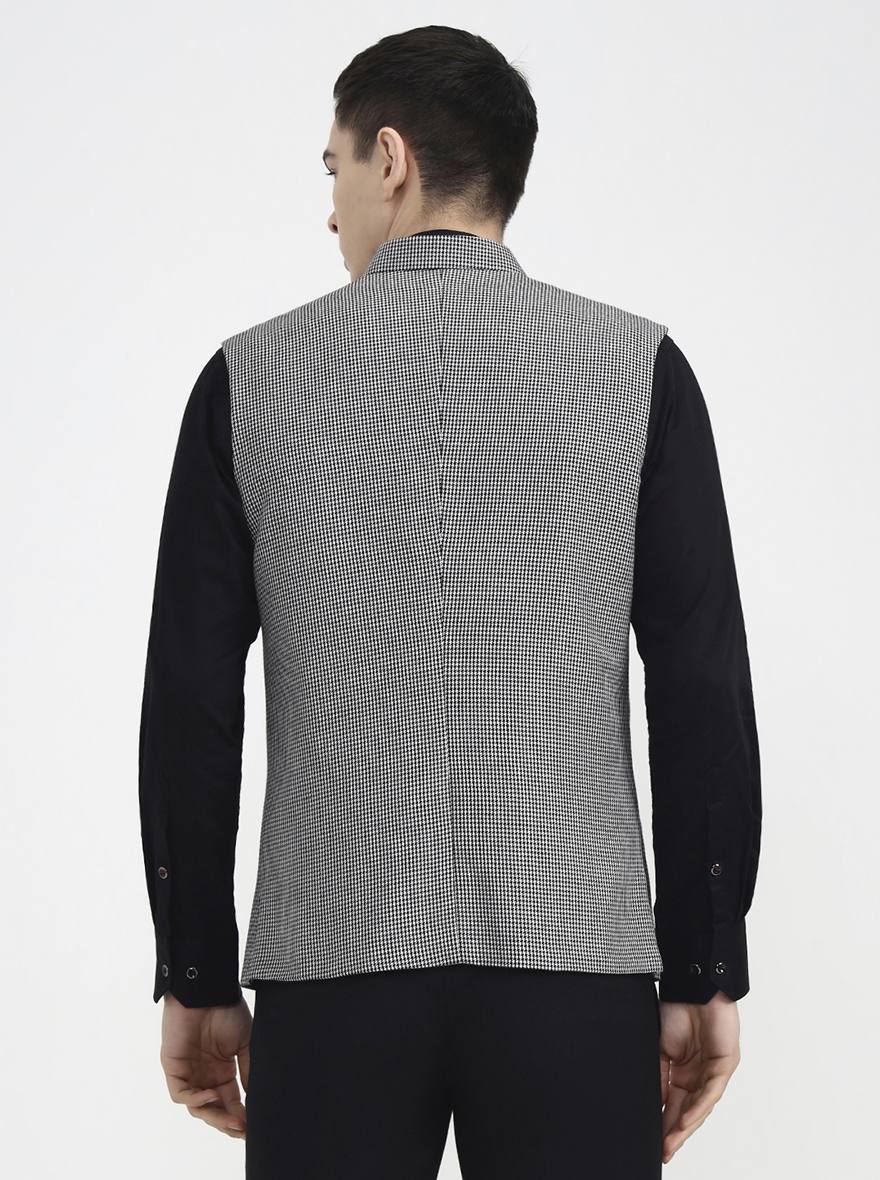 Black Checked Regular Fit Waistcoat | Wyre