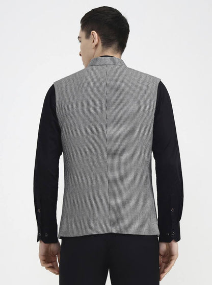 Black Checked Regular Fit Waistcoat | Wyre