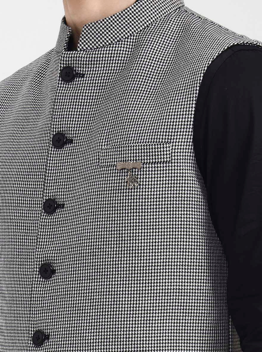 Black Checked Regular Fit Waistcoat | Wyre