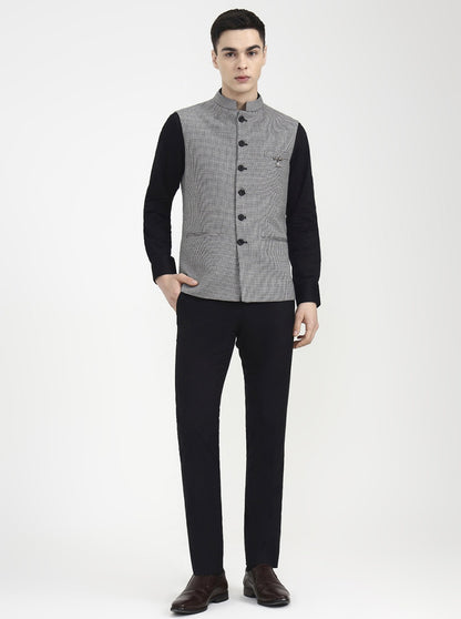Black Checked Regular Fit Waistcoat | Wyre
