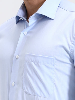 Sky Blue Solid Slim Fit Formal Shirt | Metal