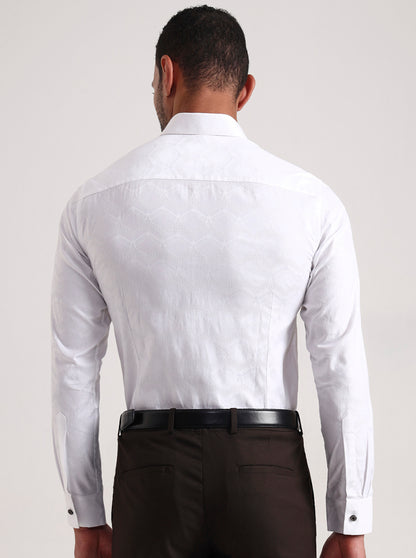 White Printed Slim Fit Party Wear Shirt | Wyre