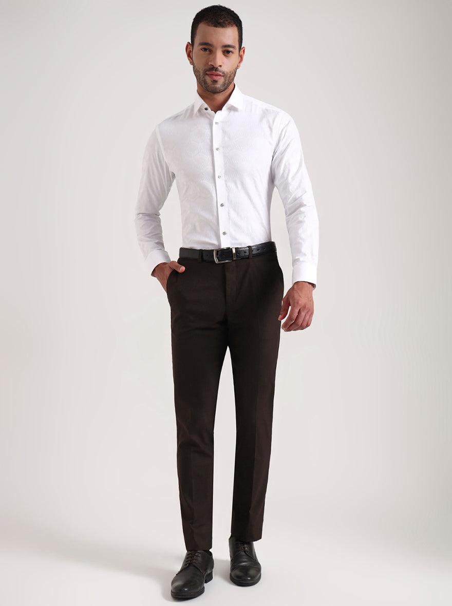 White Printed Slim Fit Party Wear Shirt | Wyre