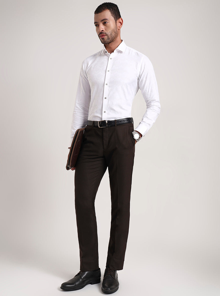 White Printed Slim Fit Party Wear Shirt | Wyre