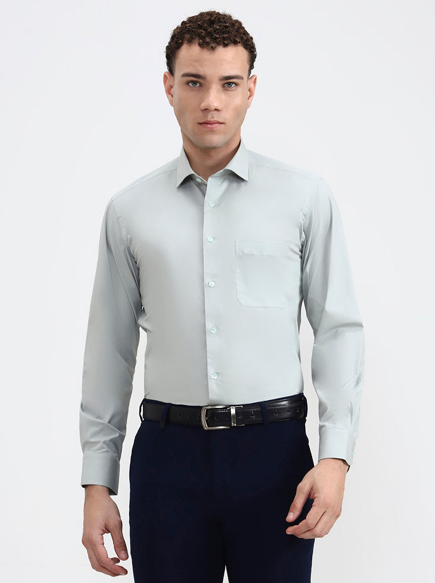 Pista Green Solid Slim Fit Formal Shirt | Metal