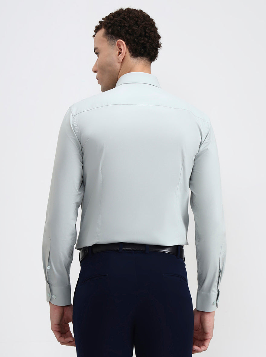 Pista Green Solid Slim Fit Formal Shirt | Metal
