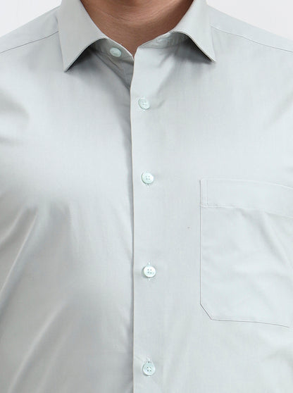 Pista Green Solid Slim Fit Formal Shirt | Metal