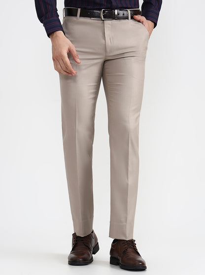 Fawn Solid Slim Fit Formal Trouser | Wyre