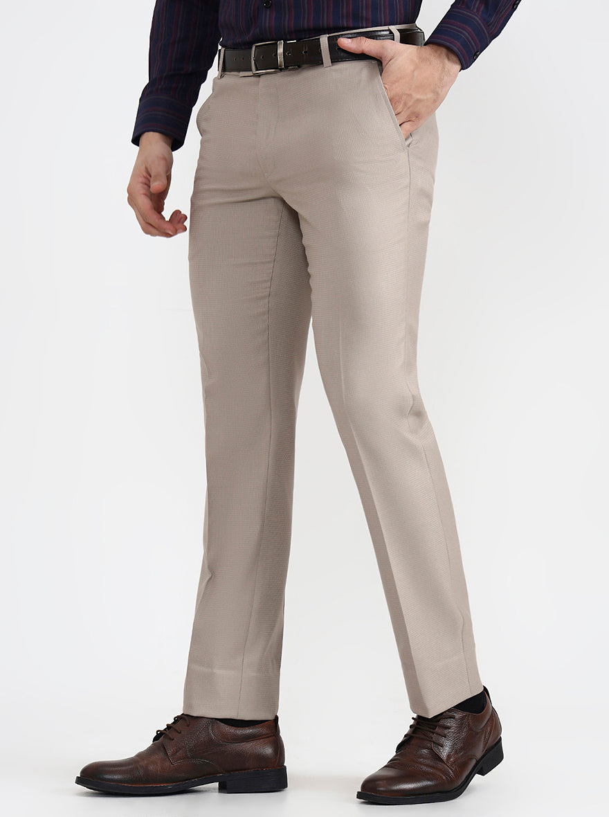 Fawn Solid Slim Fit Formal Trouser | Wyre