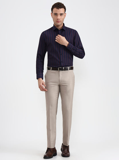 Fawn Solid Slim Fit Formal Trouser | Wyre