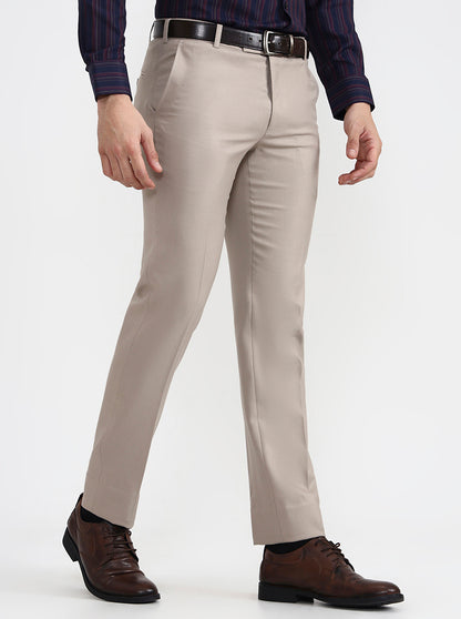 Fawn Solid Slim Fit Formal Trouser | Wyre