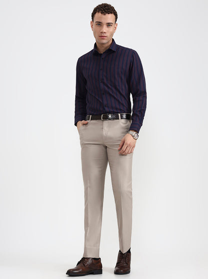 Fawn Solid Slim Fit Formal Trouser | Wyre