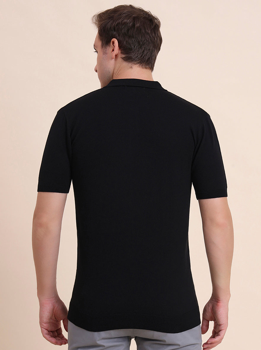 Black Solid Slim Fit Polo T-Shirt | JadeBlue