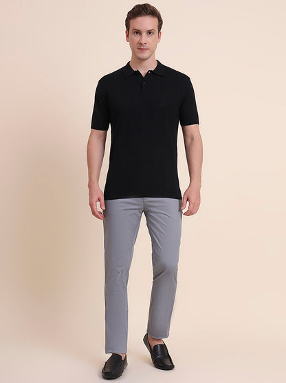 Black Solid Slim Fit Polo T-Shirt | JadeBlue