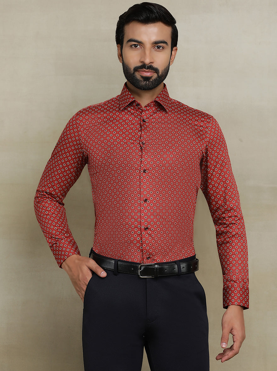 Red Printed Slim fit Party Wear Shirt | Wyre