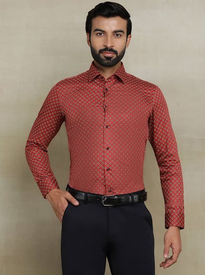 Red Printed Slim fit Party Wear Shirt | Wyre