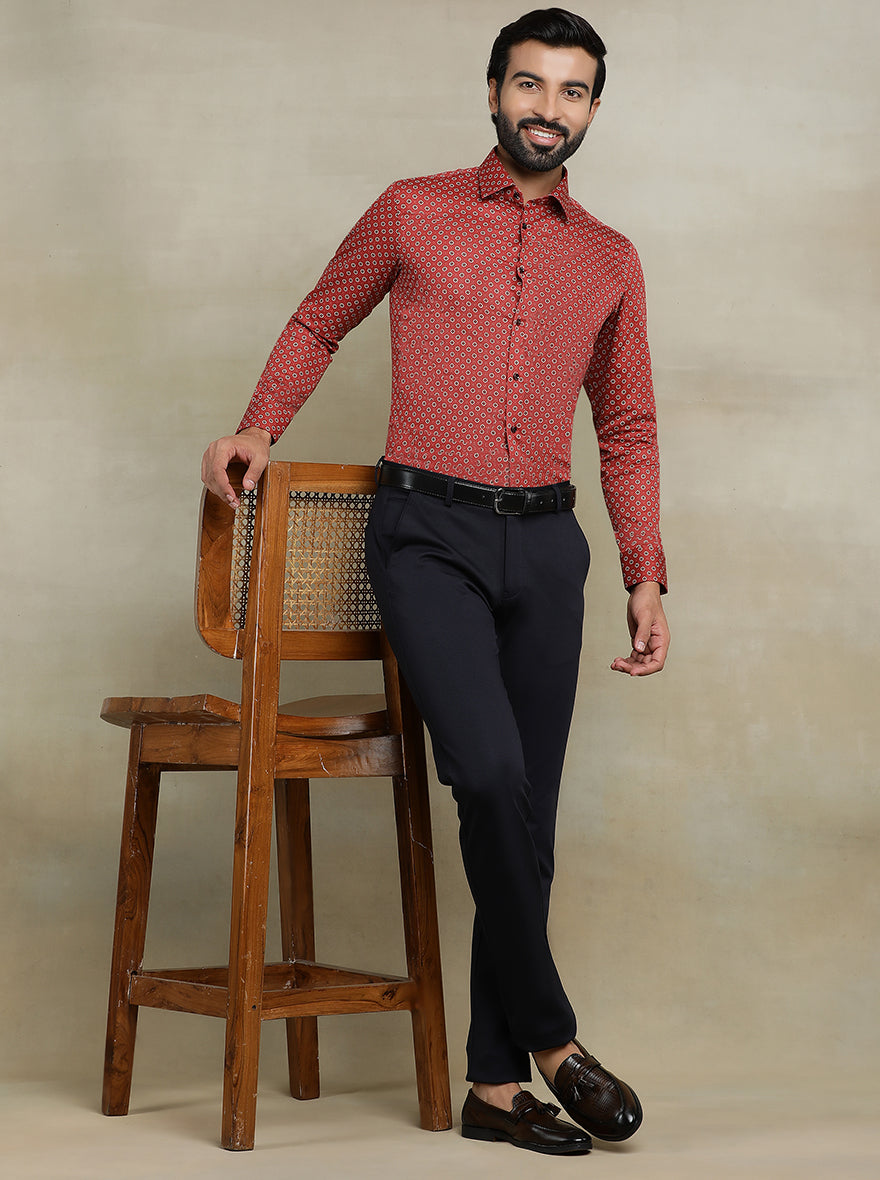 Red Printed Slim fit Party Wear Shirt | Wyre