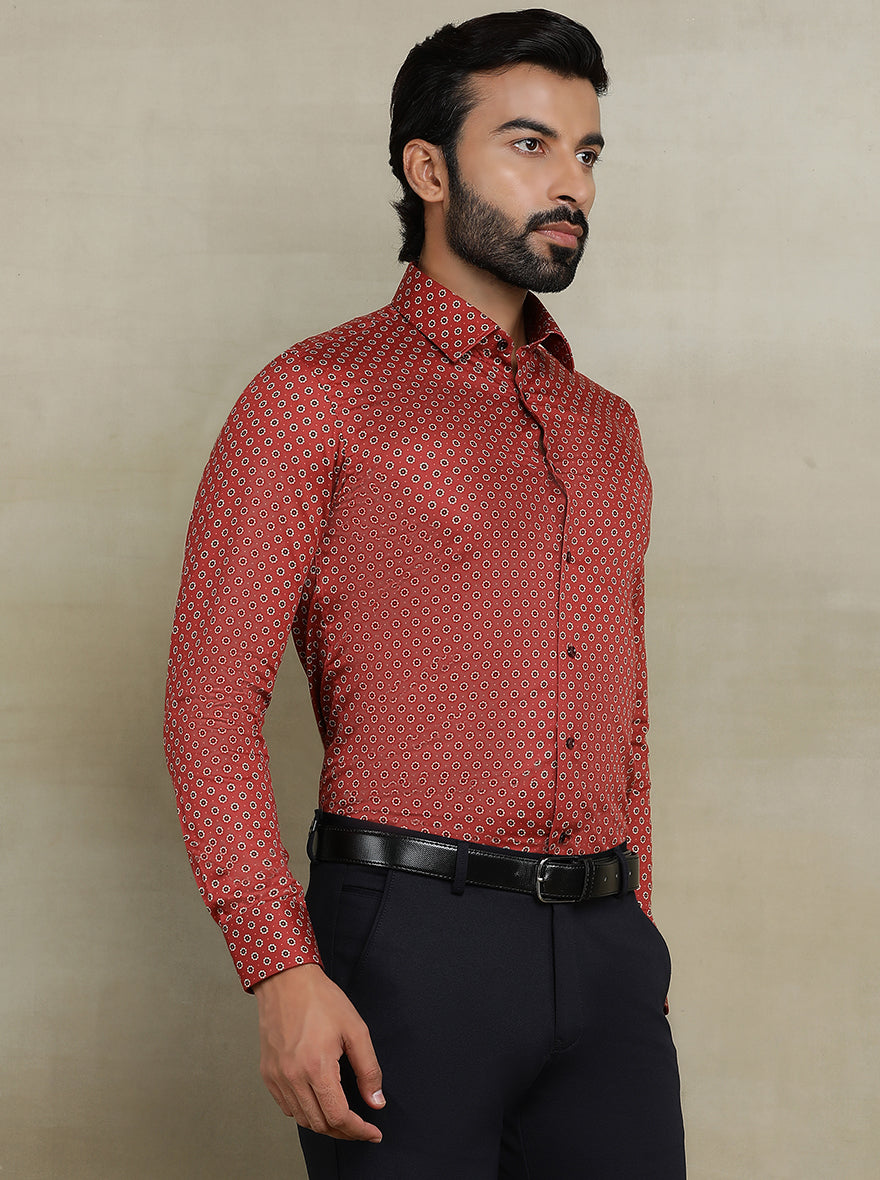 Red Printed Slim fit Party Wear Shirt | Wyre