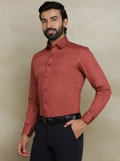 Red Printed Slim fit Party Wear Shirt | Wyre