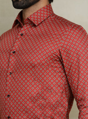 Red Printed Slim fit Party Wear Shirt | Wyre