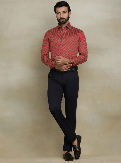 Red Printed Slim fit Party Wear Shirt | Wyre