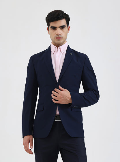 Navy Blue Solid Regular Fit Blazer | Wyre