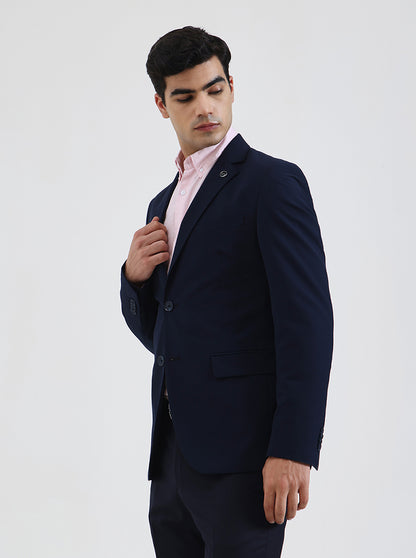 Navy Blue Solid Regular Fit Blazer | Wyre