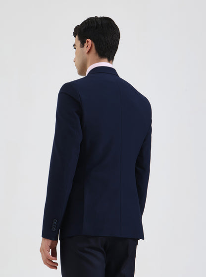 Navy Blue Solid Regular Fit Blazer | Wyre
