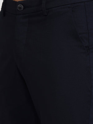 Navy Blue Solid Neo Fit Casual Trouser | Greenfibre