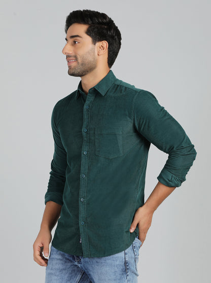 Green Solid Slim Fit Casual Shirt | JadeBlue