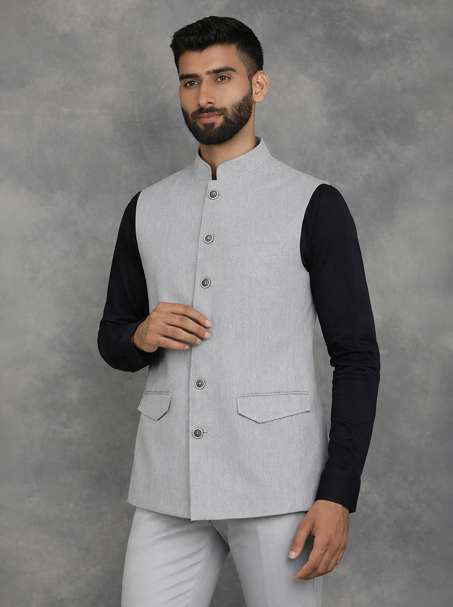 Grey Checked Regular Fit Modi Jacket | JadeBlue