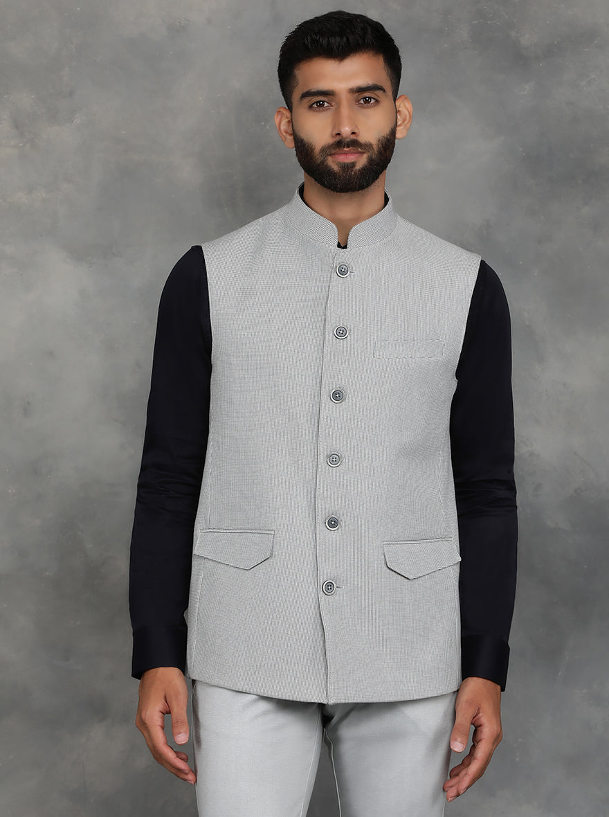 Grey Checked Regular Fit Modi Jacket | JadeBlue