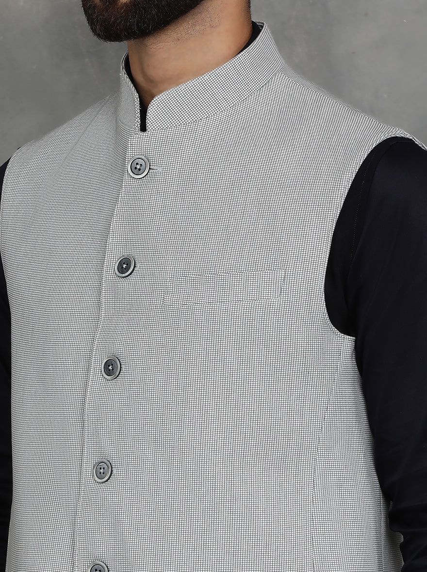 Grey Checked Regular Fit Modi Jacket | JadeBlue