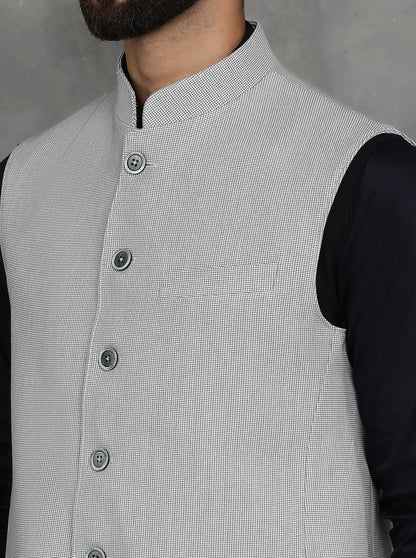 Grey Checked Regular Fit Modi Jacket | JadeBlue