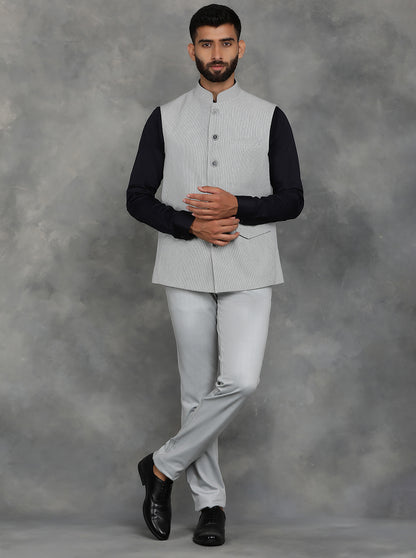Grey Checked Regular Fit Modi Jacket | JadeBlue
