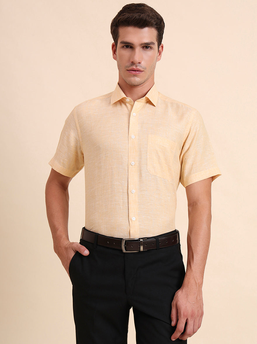 Orange Solid Regular Fit Formal Shirt | JadeBlue