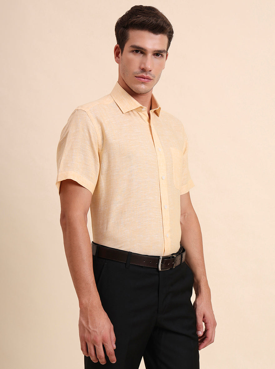 Orange Solid Regular Fit Formal Shirt | JadeBlue