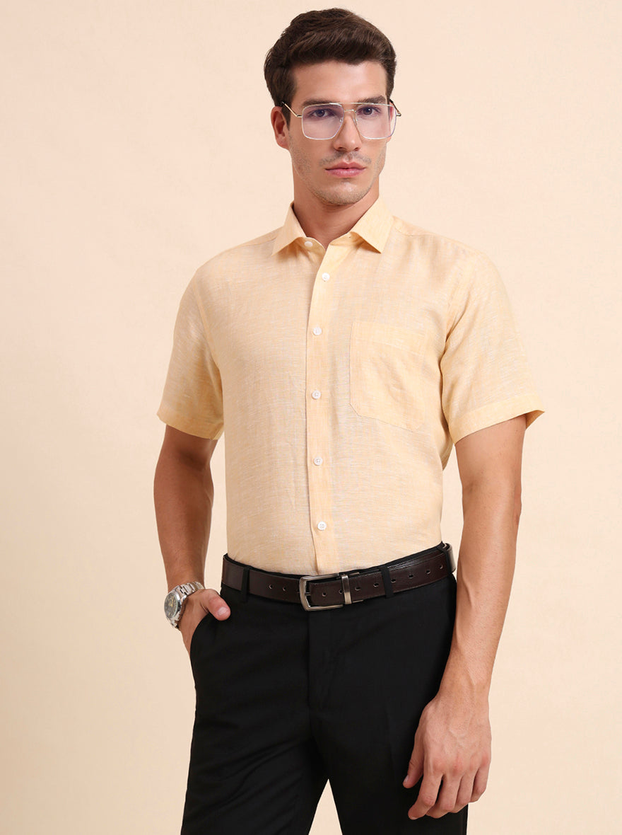 Orange Solid Regular Fit Formal Shirt | JadeBlue