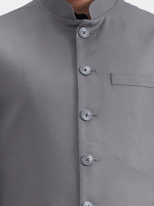 Dark Grey Solid Regular Fit Waistcoat  | Greenfibre