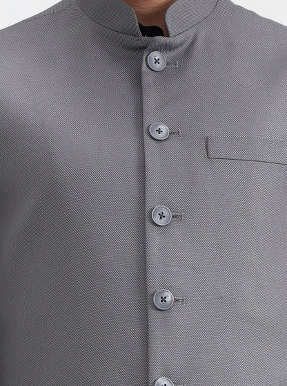 Dark Grey Solid Regular Fit Waistcoat  | Greenfibre