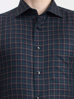 Green Checked Slim Fit Formal Shirt | Metal