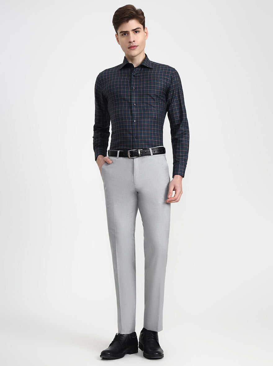 Green Checked Slim Fit Formal Shirt | Metal