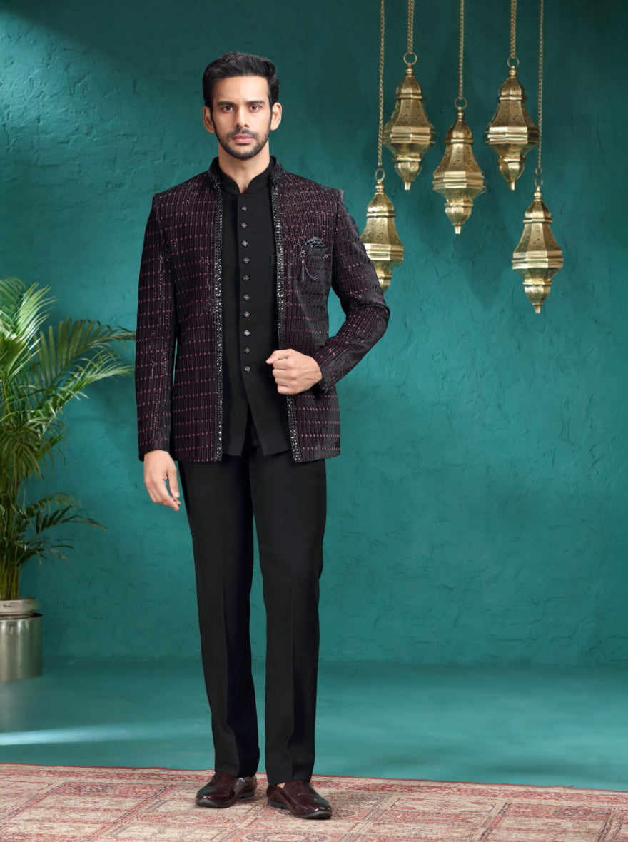 Maroon Embroidered Jodhpuri Suit | JadeBlue