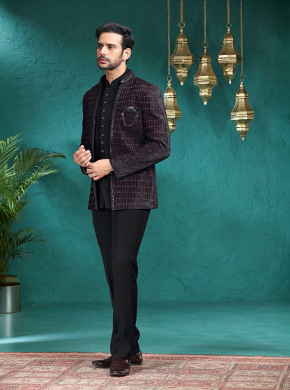 Maroon Embroidered Jodhpuri Suit | JadeBlue