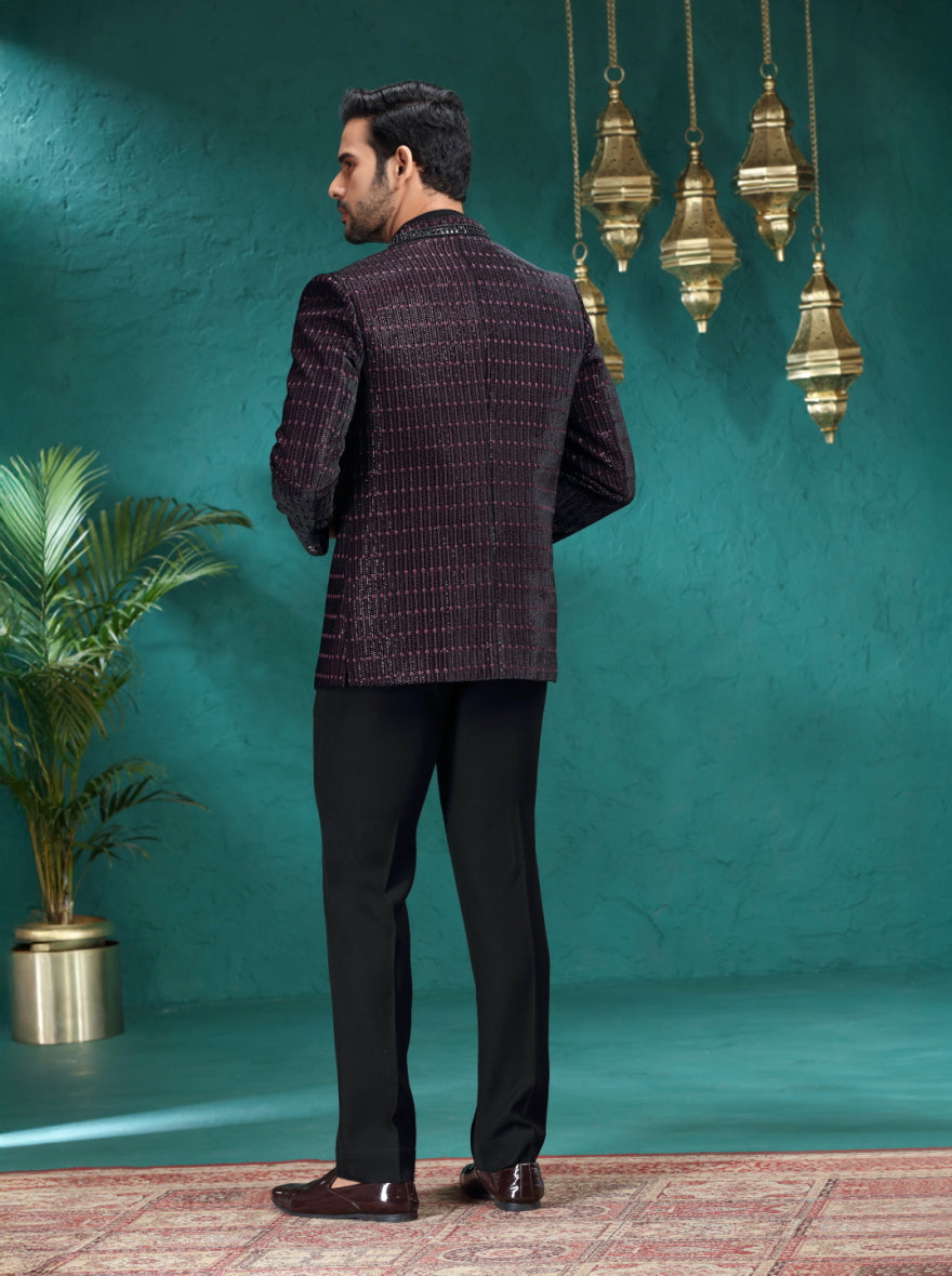 Maroon Embroidered Jodhpuri Suit | JadeBlue